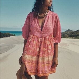 Spell Utopia Tunic Mini Dress Flamingo Pink